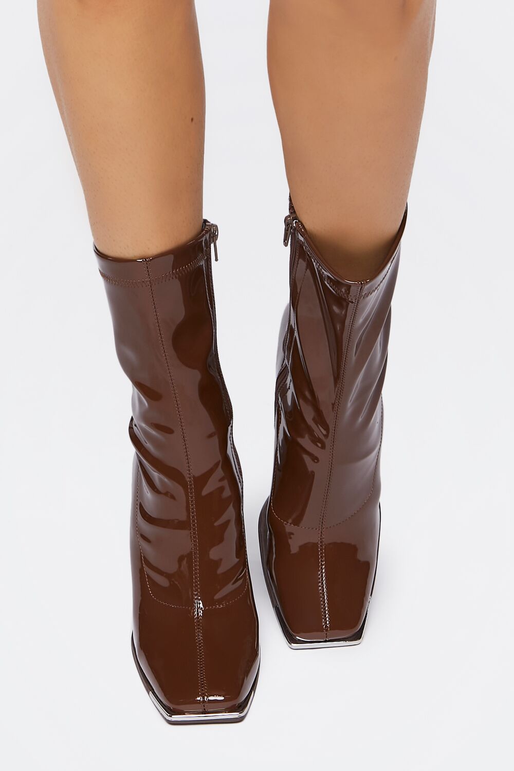 Faux Patent Leather Booties