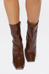 Faux Patent Leather Booties