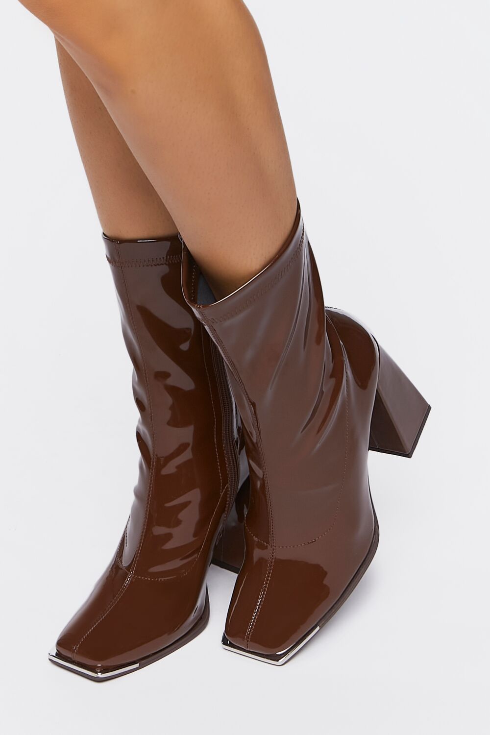 Faux Patent Leather Booties