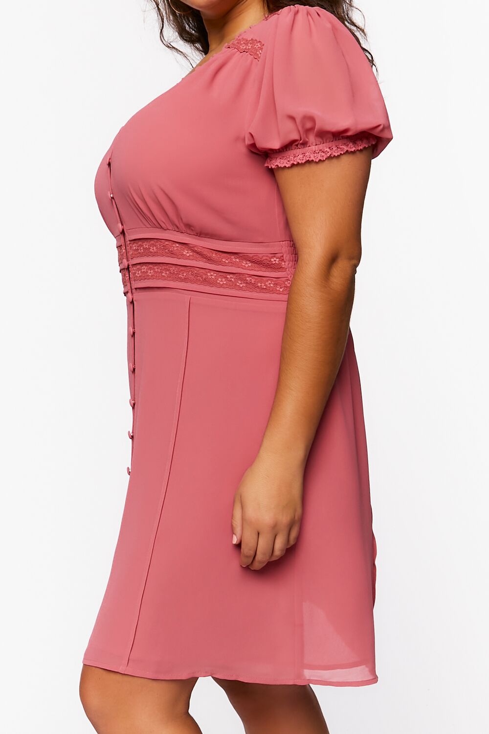 Plus Size Chiffon Puff-Sleeve Mini Dress