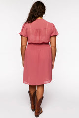Plus Size Chiffon Puff-Sleeve Mini Dress