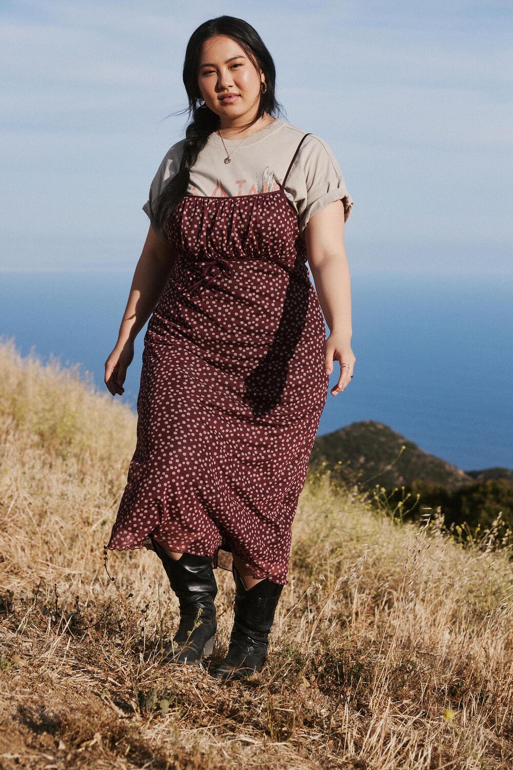 Plus Size Ditsy Floral Midi Dress