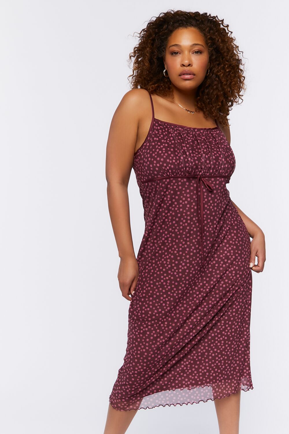 Plus Size Ditsy Floral Midi Dress