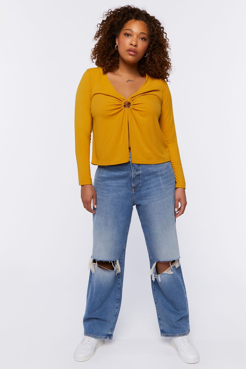 Plus Size Split-Front O-Ring Top