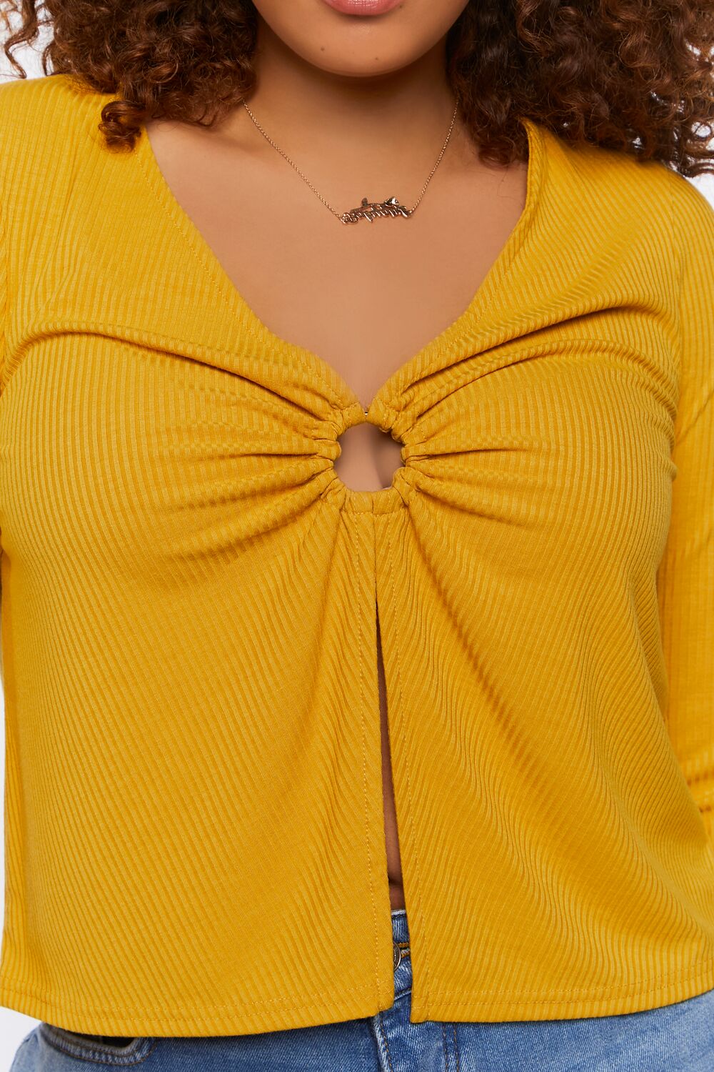 Plus Size Split-Front O-Ring Top