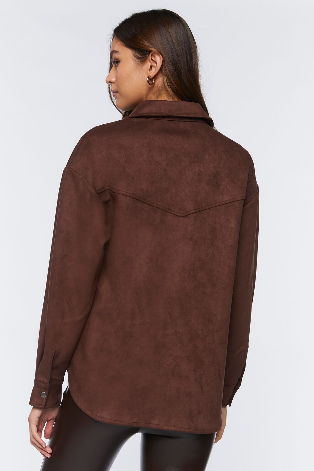 Faux Suede Dolphin-Hem Shacket