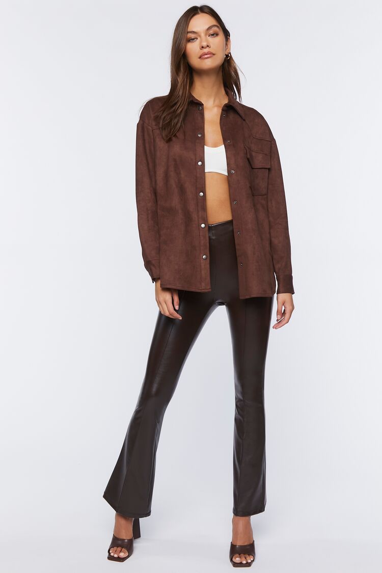 Faux Suede Dolphin-Hem Shacket