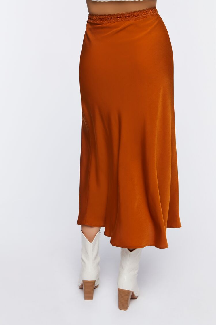 Satin Side-Slit Midi Skirt