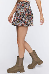 Floral Flounce Mini Skirt