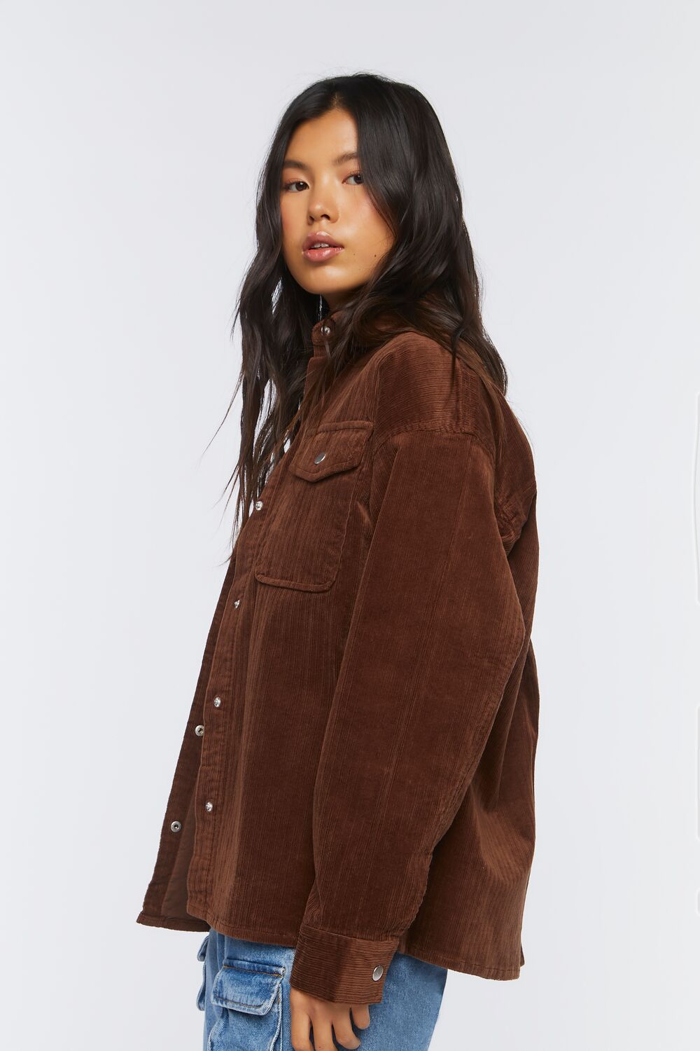Corduroy Button-Front Shacket