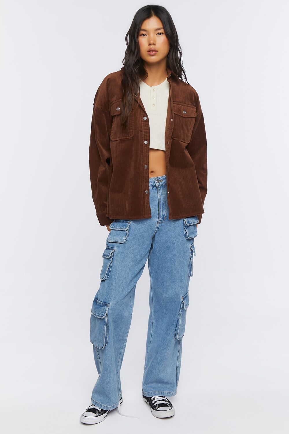 Corduroy Button-Front Shacket