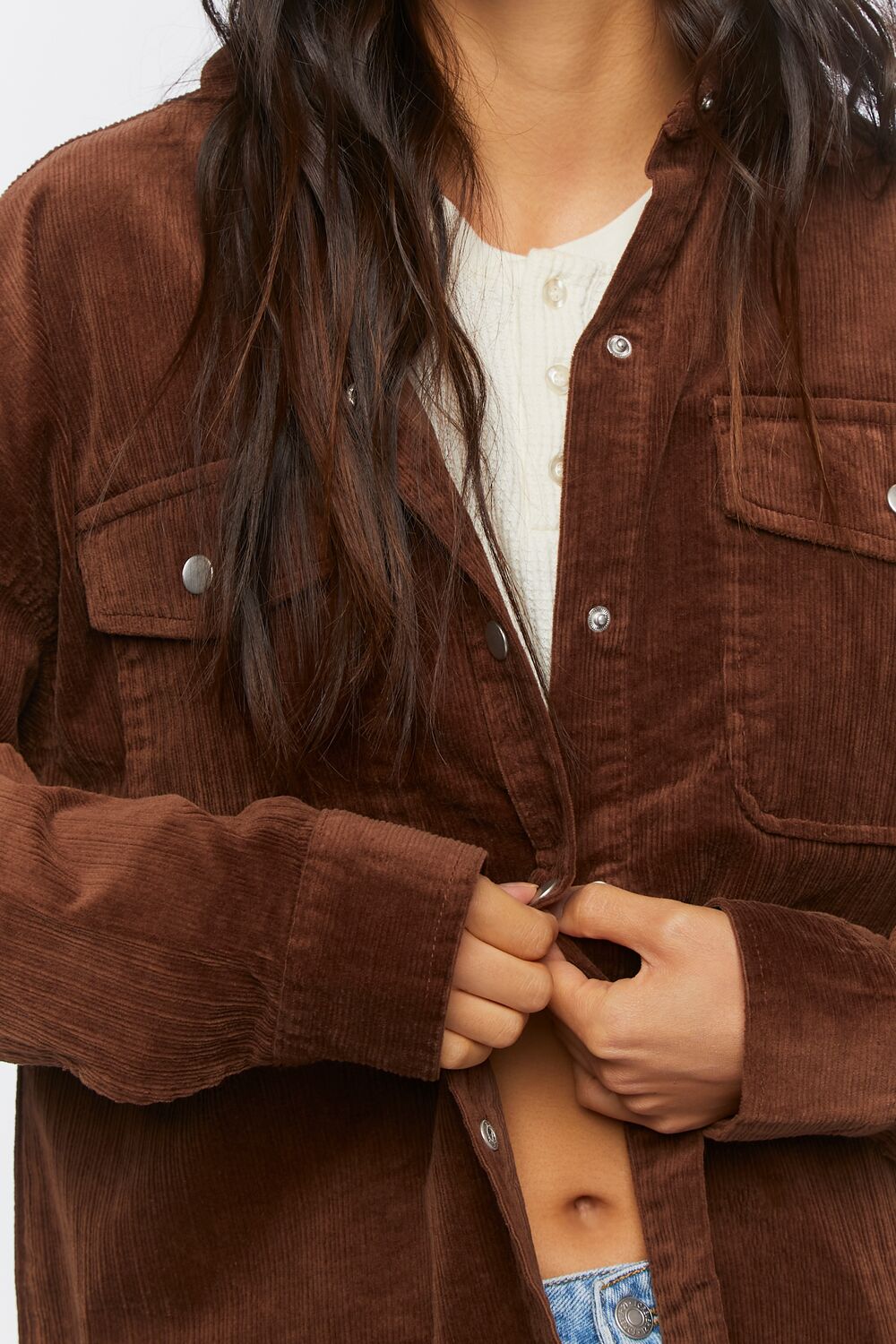 Corduroy Button-Front Shacket