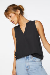 Split-Neck Sleeveless Top