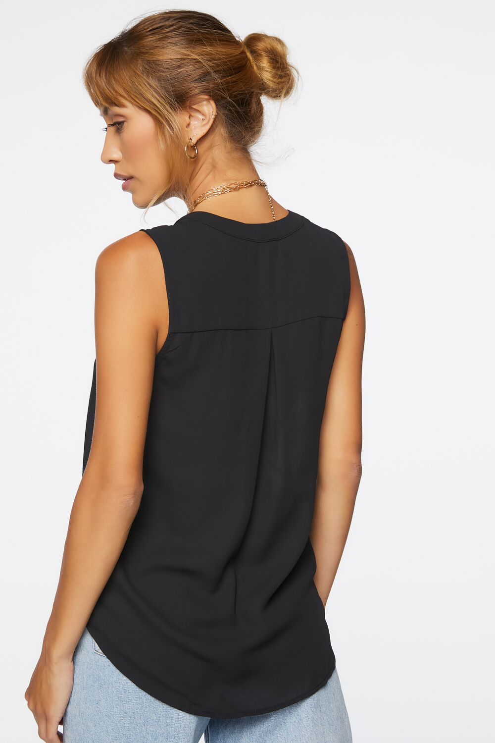 Split-Neck Sleeveless Top