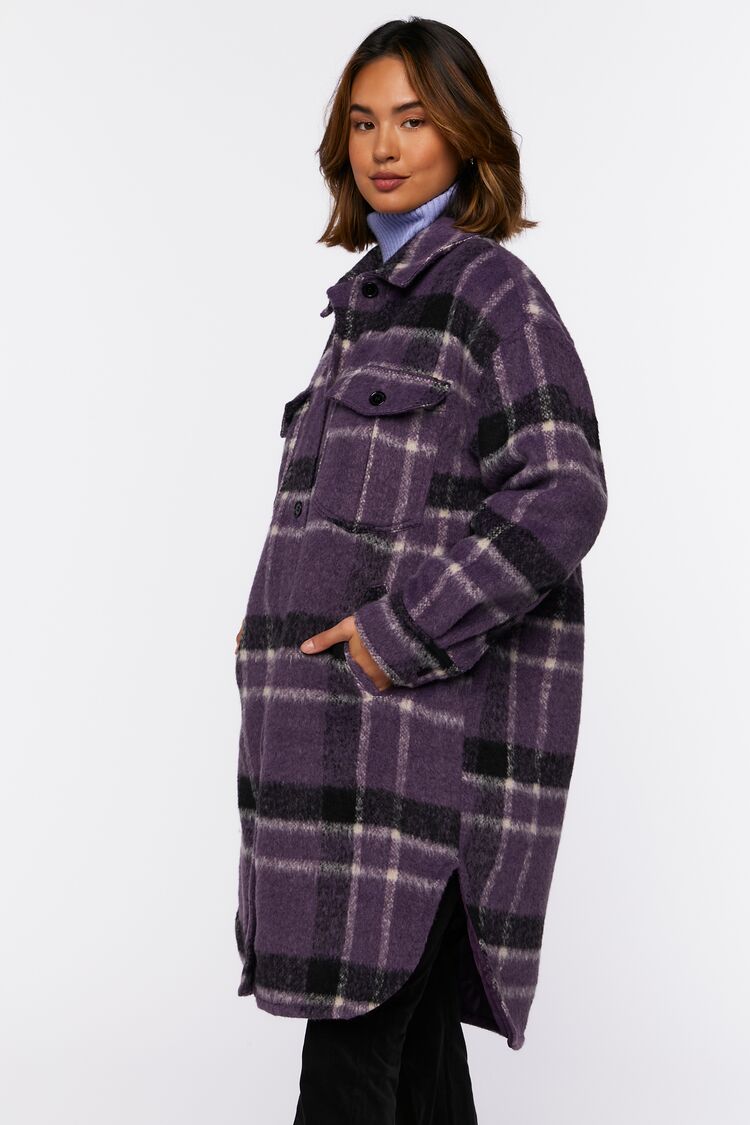Brushed Plaid Longline Shacket