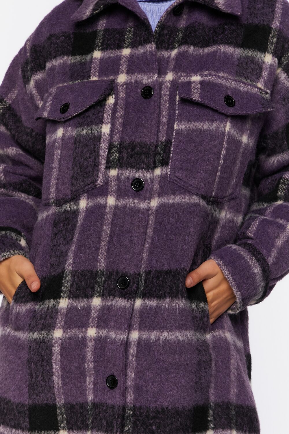 Brushed Plaid Longline Shacket