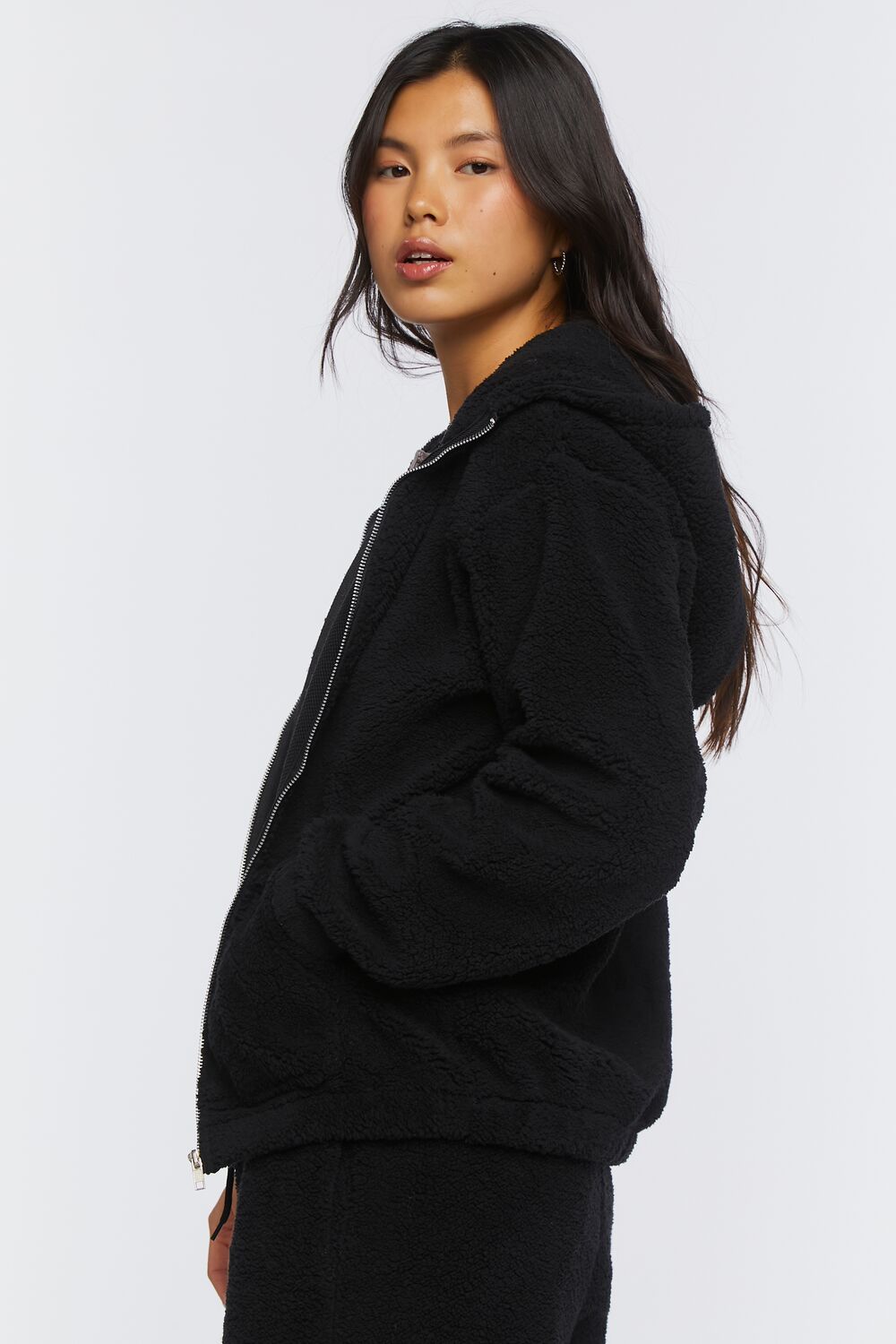 Faux Shearling Zip-Up Hoodie