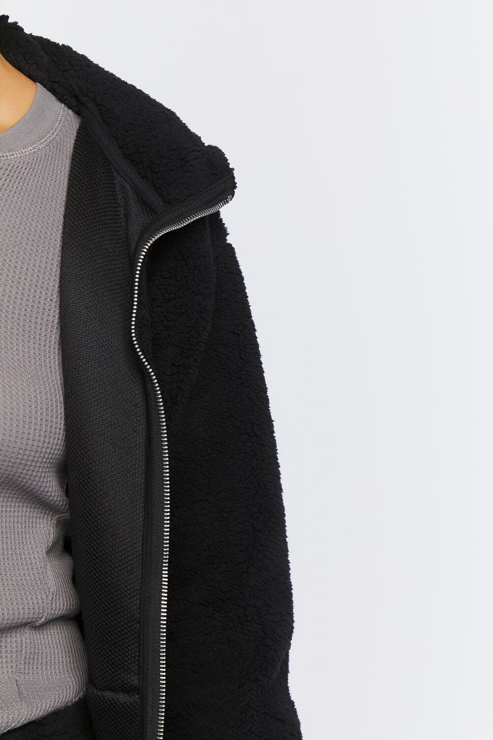 Faux Shearling Zip-Up Hoodie
