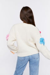 Chunky Floral Cardigan Sweater