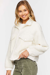 Faux Shearling Zip-Up Bomber Jacket