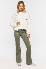 Faux Shearling Zip-Up Bomber Jacket