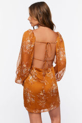 Floral Open-Back Mini Dress