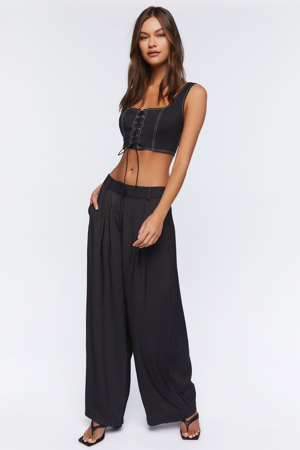 Lace-Up Crop Top