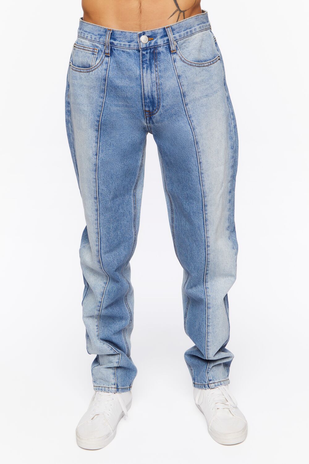 Contrast-Panel Slim-Fit Jeans
