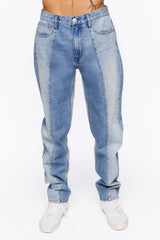 Contrast-Panel Slim-Fit Jeans