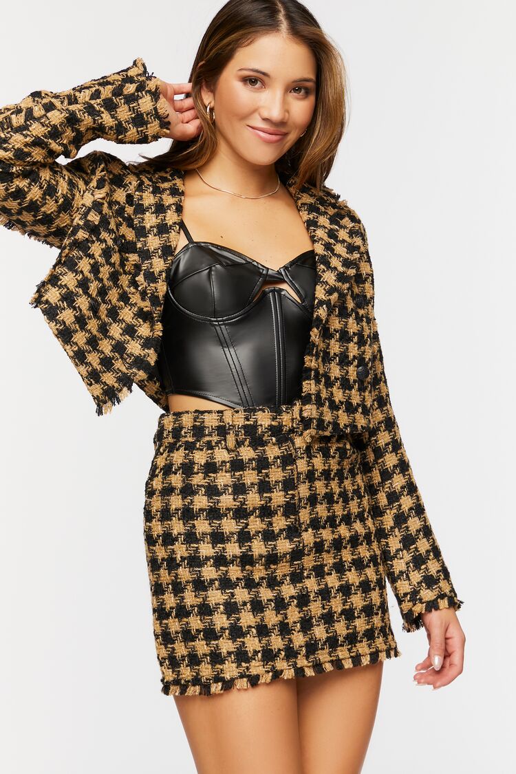 Tweed Houndstooth Mini Skirt