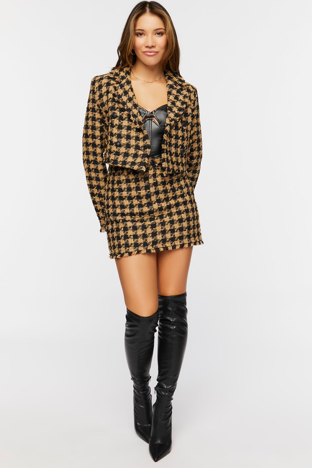 Tweed Houndstooth Mini Skirt