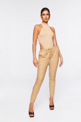 Faux Leather Drawstring Joggers