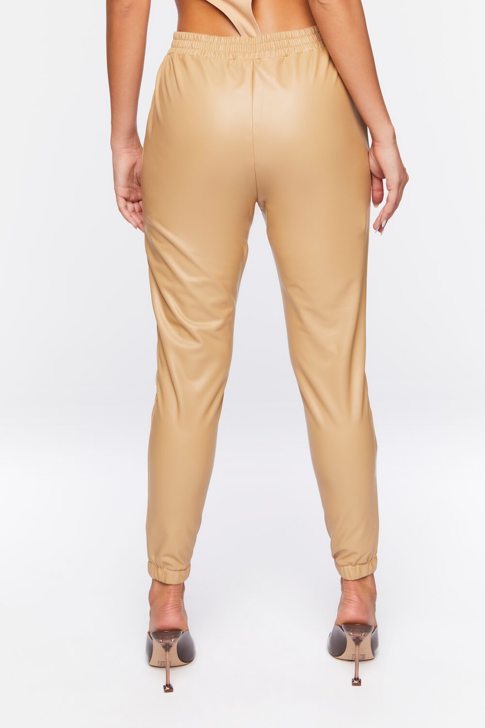 Faux Leather Drawstring Joggers