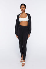 Topstitched Split-Hem Leggings