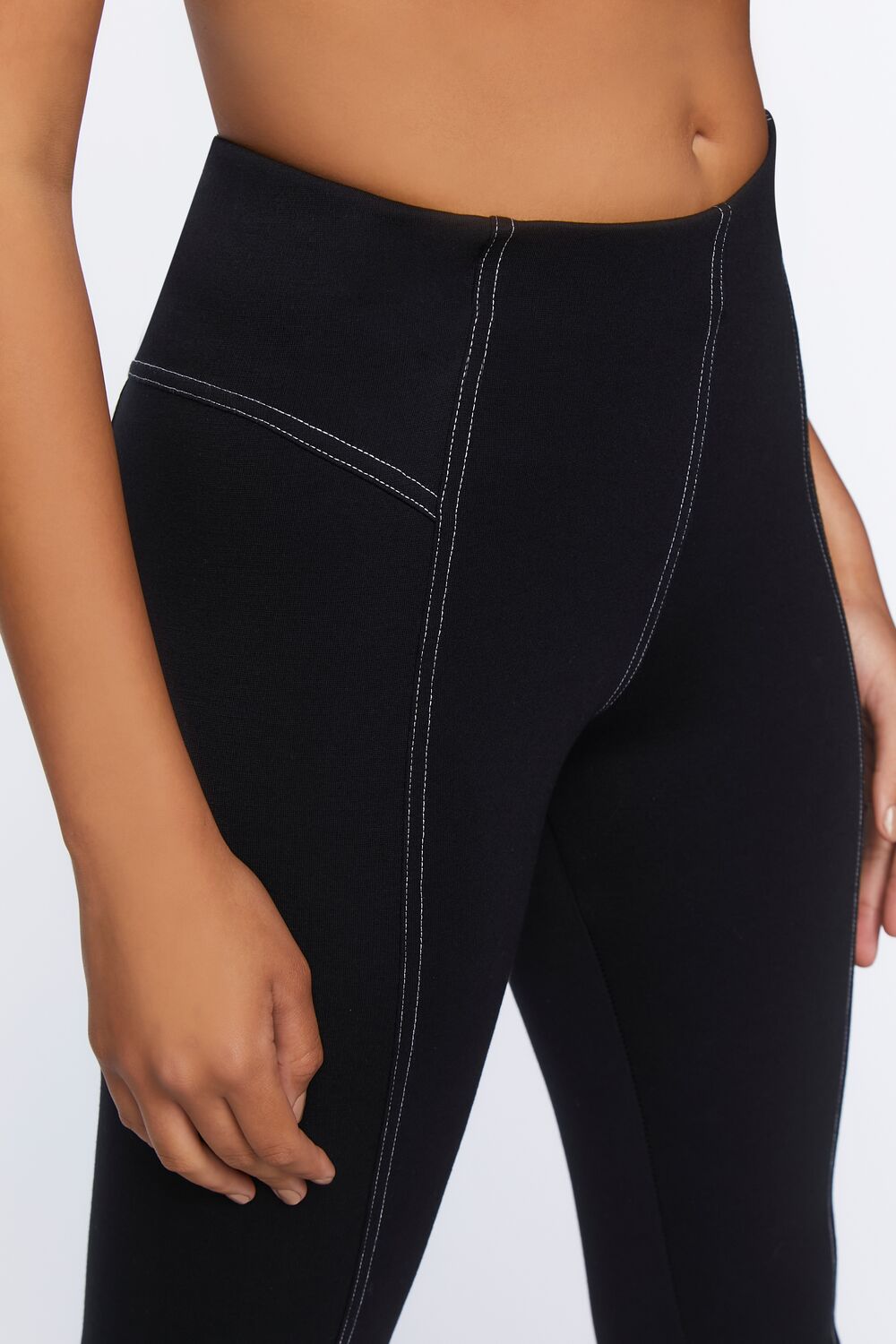 Topstitched Split-Hem Leggings
