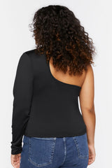 Plus Size One-Sleeve Cutout Top