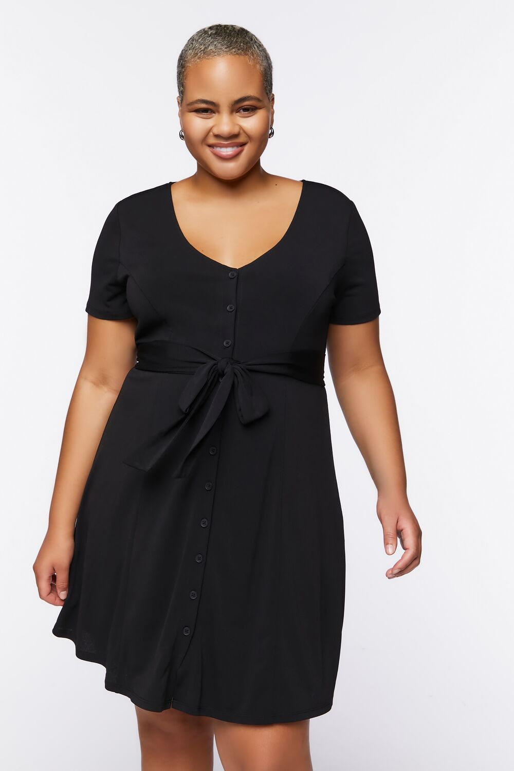 Plus Size Tie-Waist Mini Dress