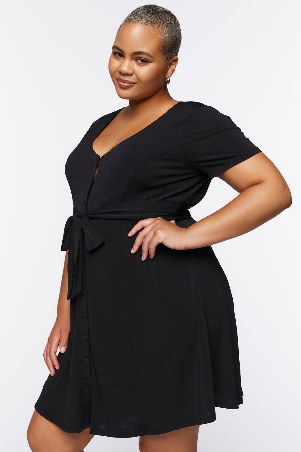 Plus Size Tie-Waist Mini Dress
