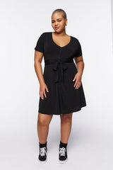 Plus Size Tie-Waist Mini Dress