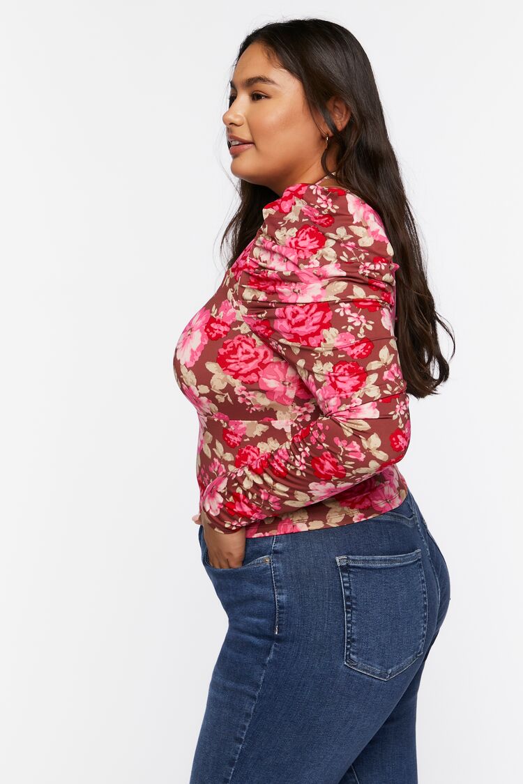 Plus Size Floral Print Halter Top