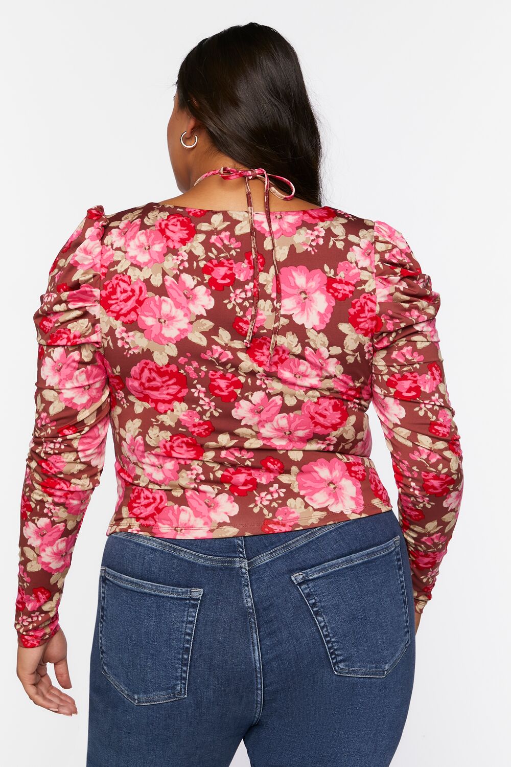 Plus Size Floral Print Halter Top