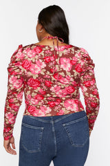 Plus Size Floral Print Halter Top