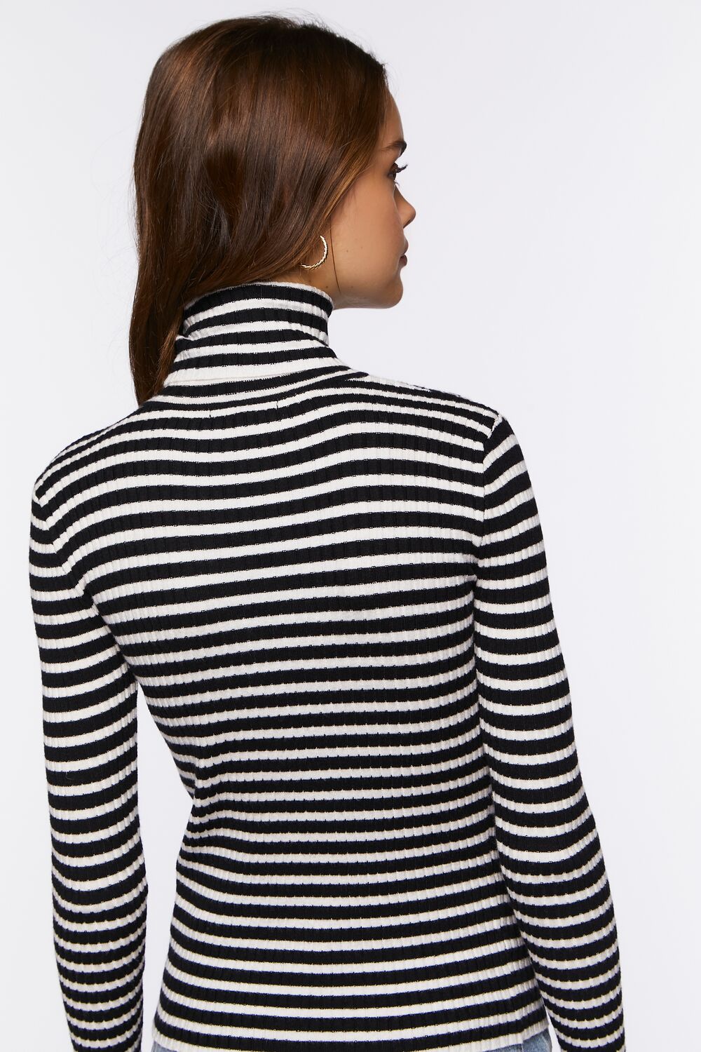 Striped Turtleneck Long-Sleeve Top