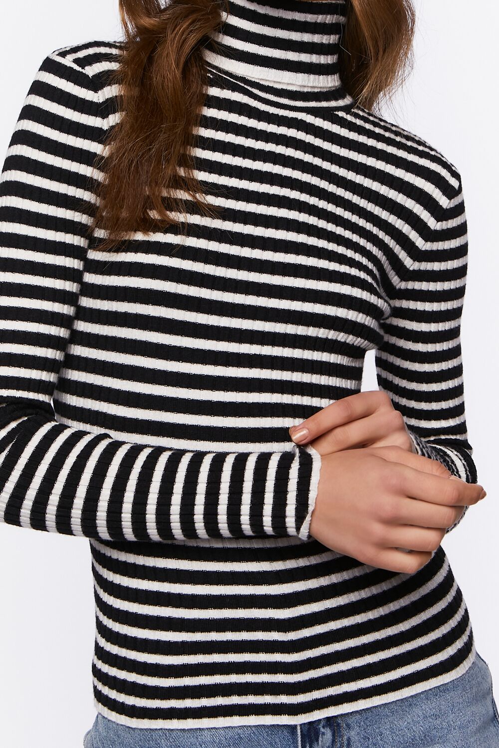 Striped Turtleneck Long-Sleeve Top