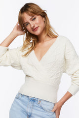 Cable Knit Surplice Sweater