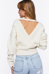 Cable Knit Surplice Sweater