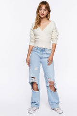 Cable Knit Surplice Sweater