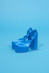 Satin Lace-Up Platform Heels