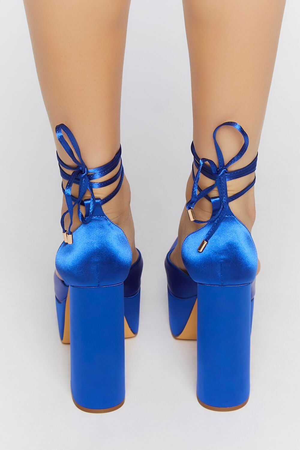 Satin Lace-Up Platform Heels