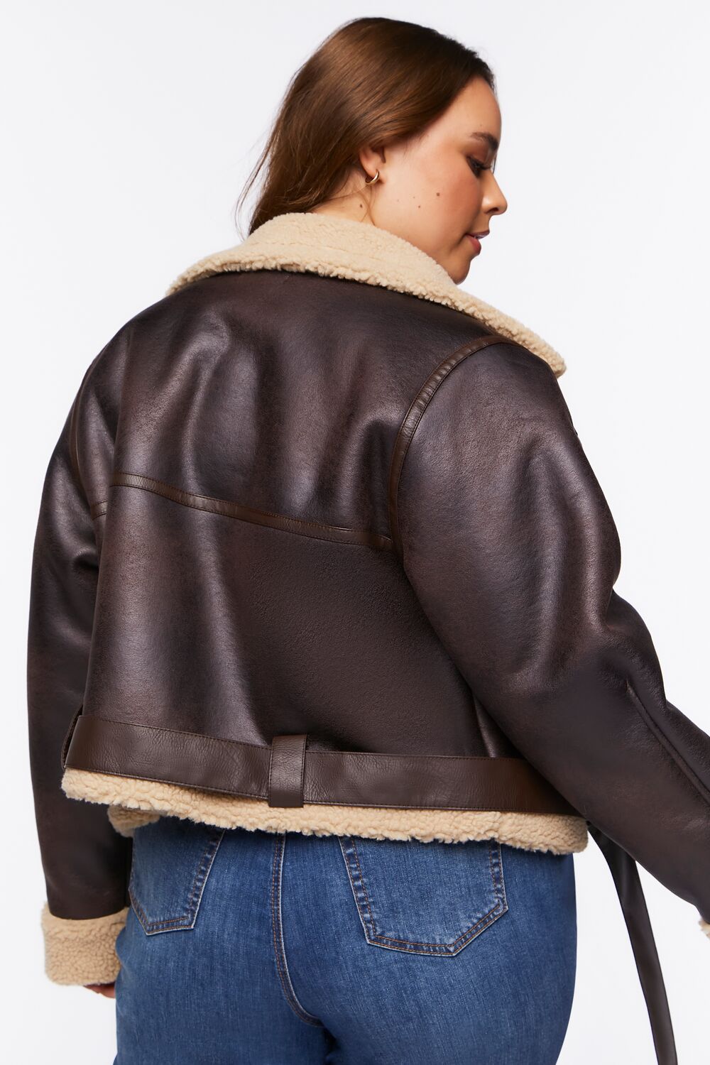 Plus Size Faux Shearling Moto Jacket